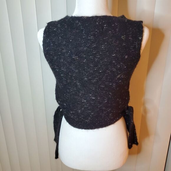 Max Studio black side tie crop sweater xs - Picture 3 of 12